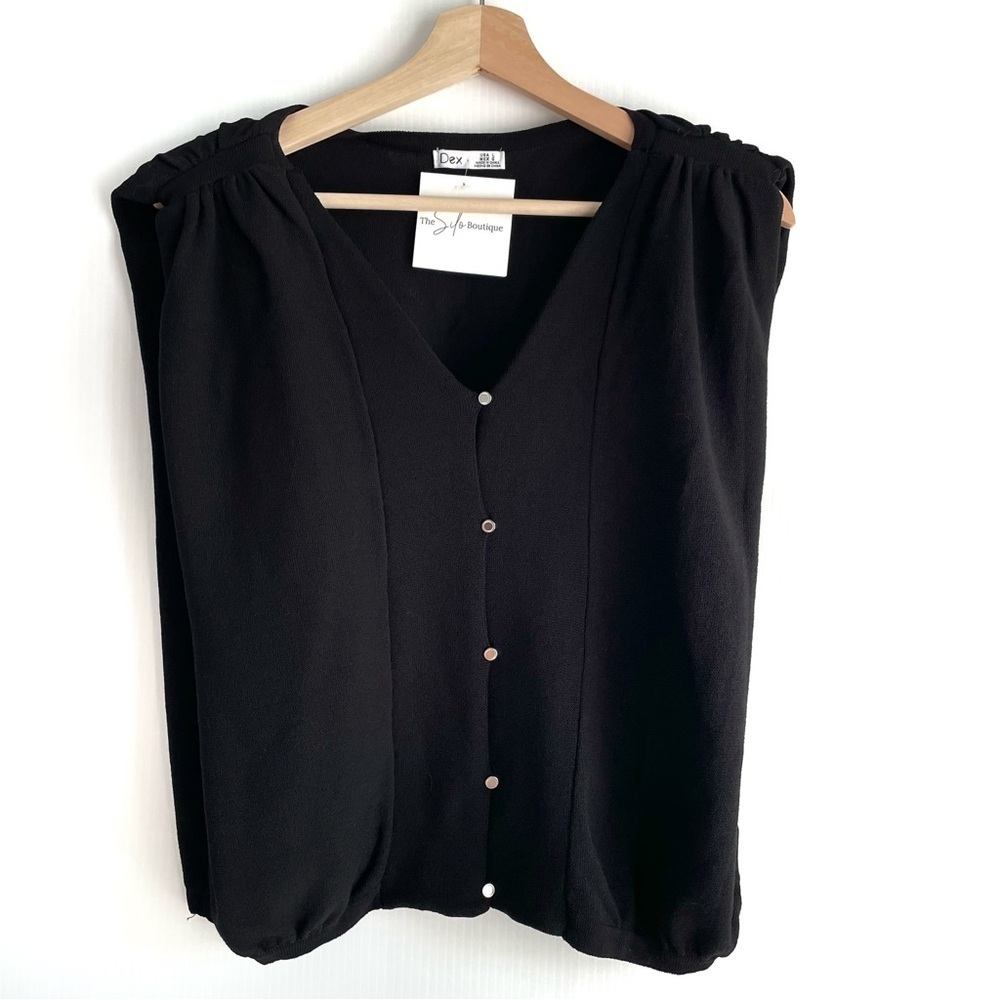 Dex Black Sleeveless Button Down Shirt - Picture 9 of 9